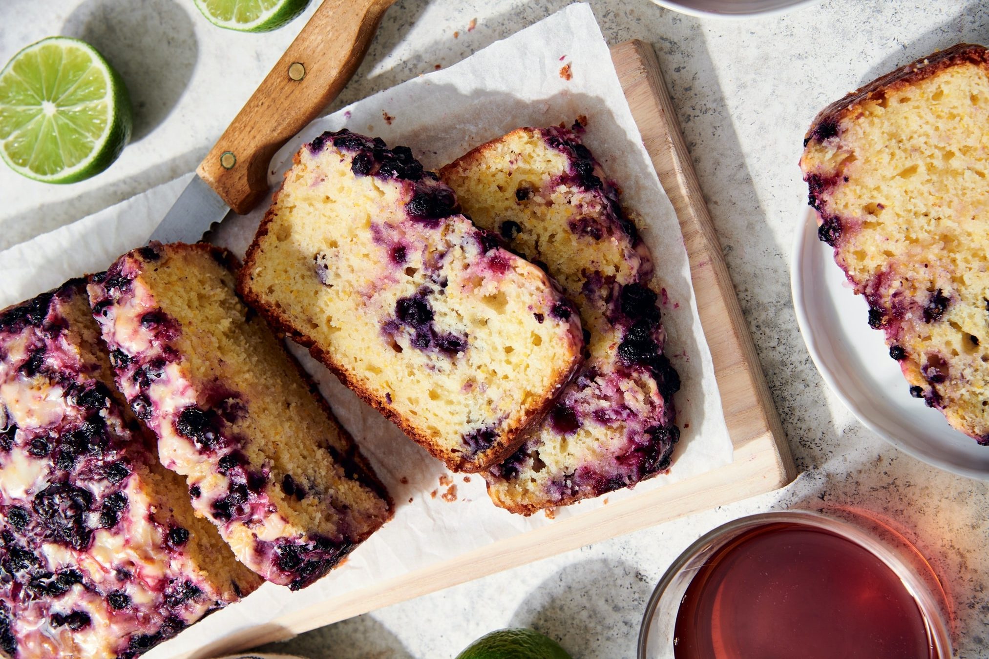 Blueberry-Corn Tea Cake with Lime Glaze