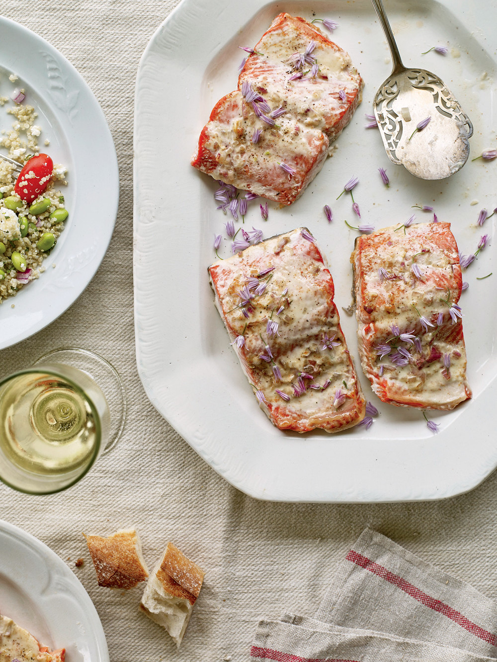 Grilled Salmon with Crème Fraîche