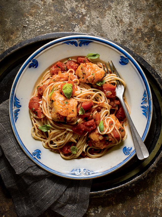 Monkfish Fra Diavolo with Spaghetti