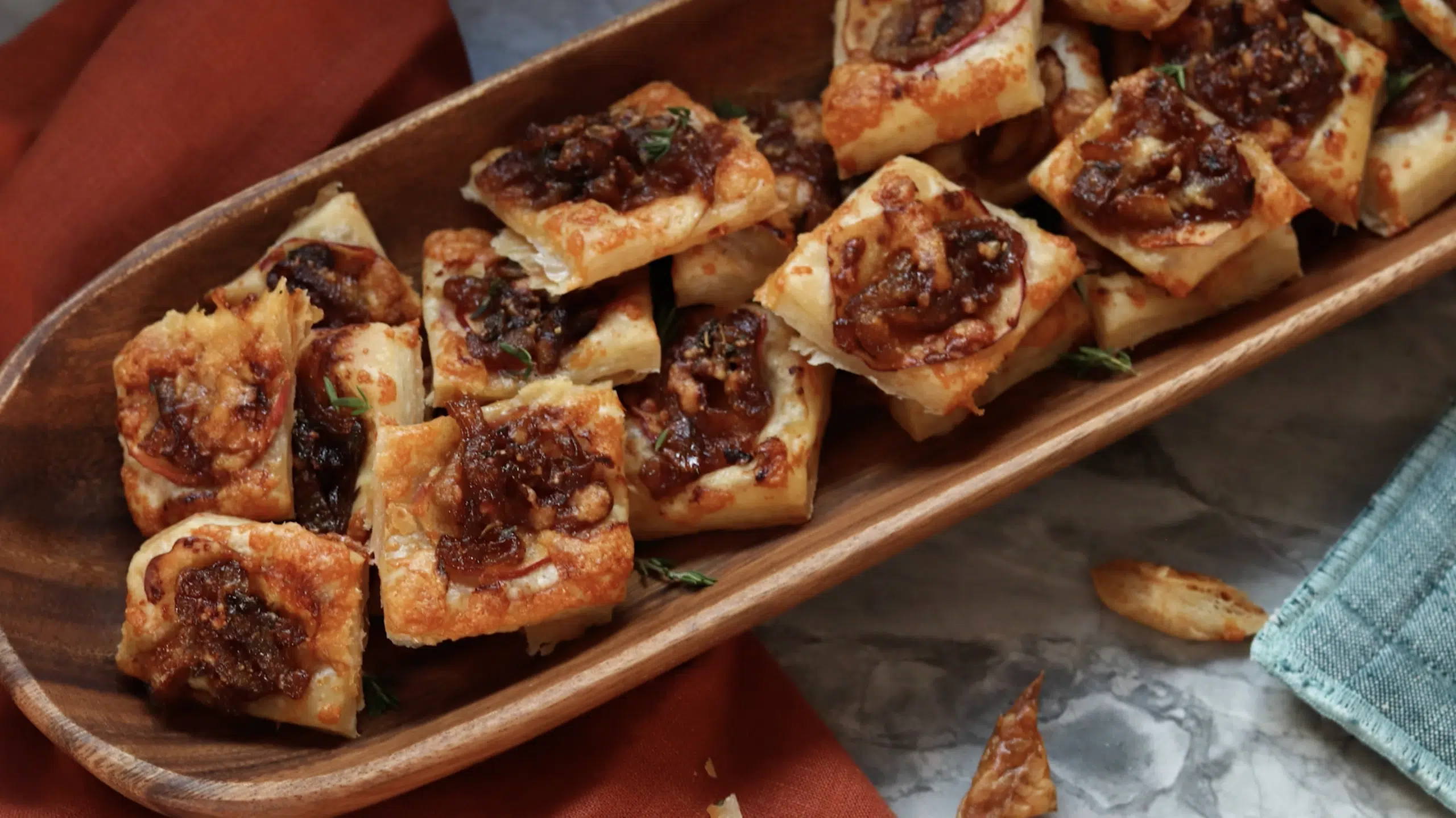 Apple, Cheddar, and Caramelized Onion Pastry Bites