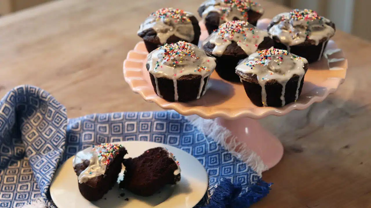 Glazed Chocolate Potato Doughnut Muffins