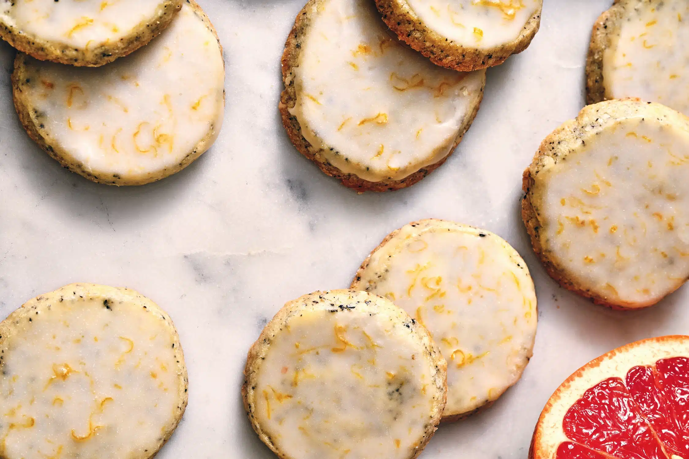 Earl Grey Sablés with Pink Grapefruit Glaze