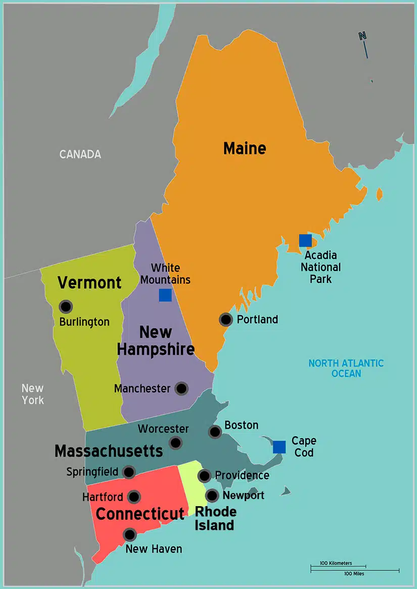 Map of New England