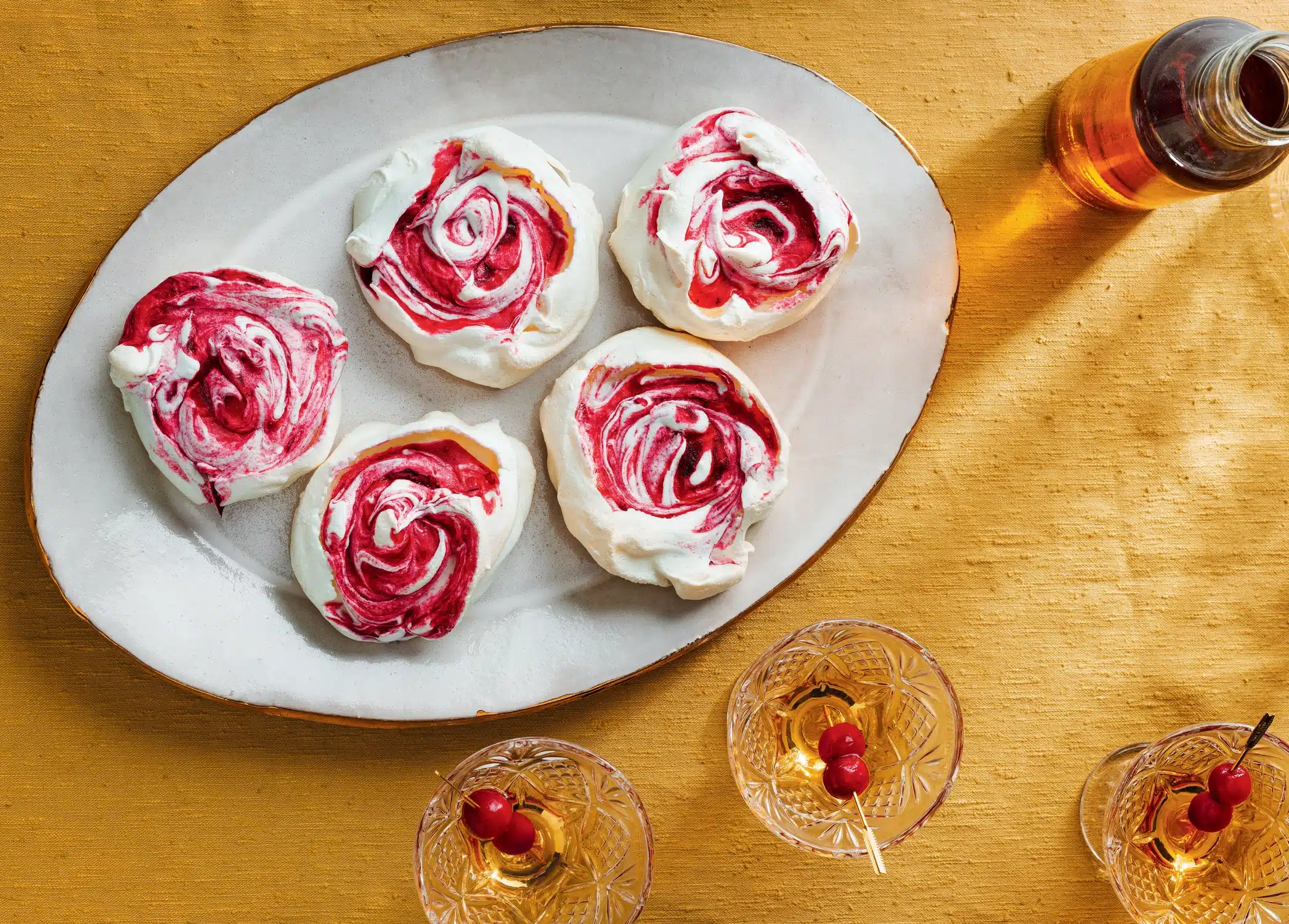 Spiced Cranberry Swirl Meringues