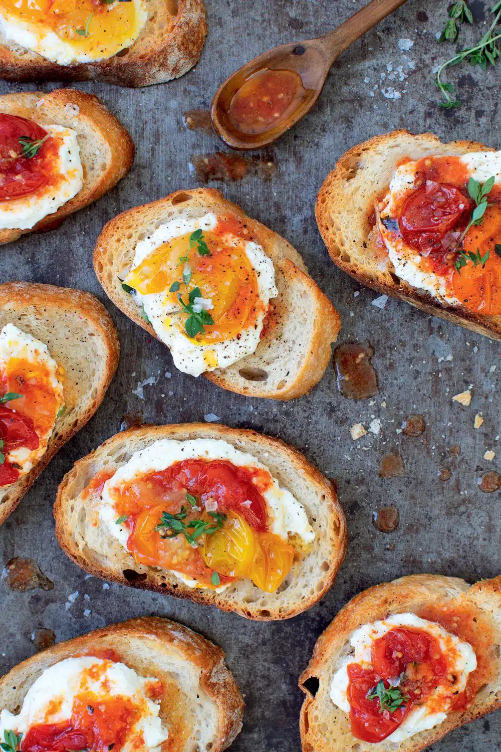 Oven-Roasted Tomato and Ricotta Toasts