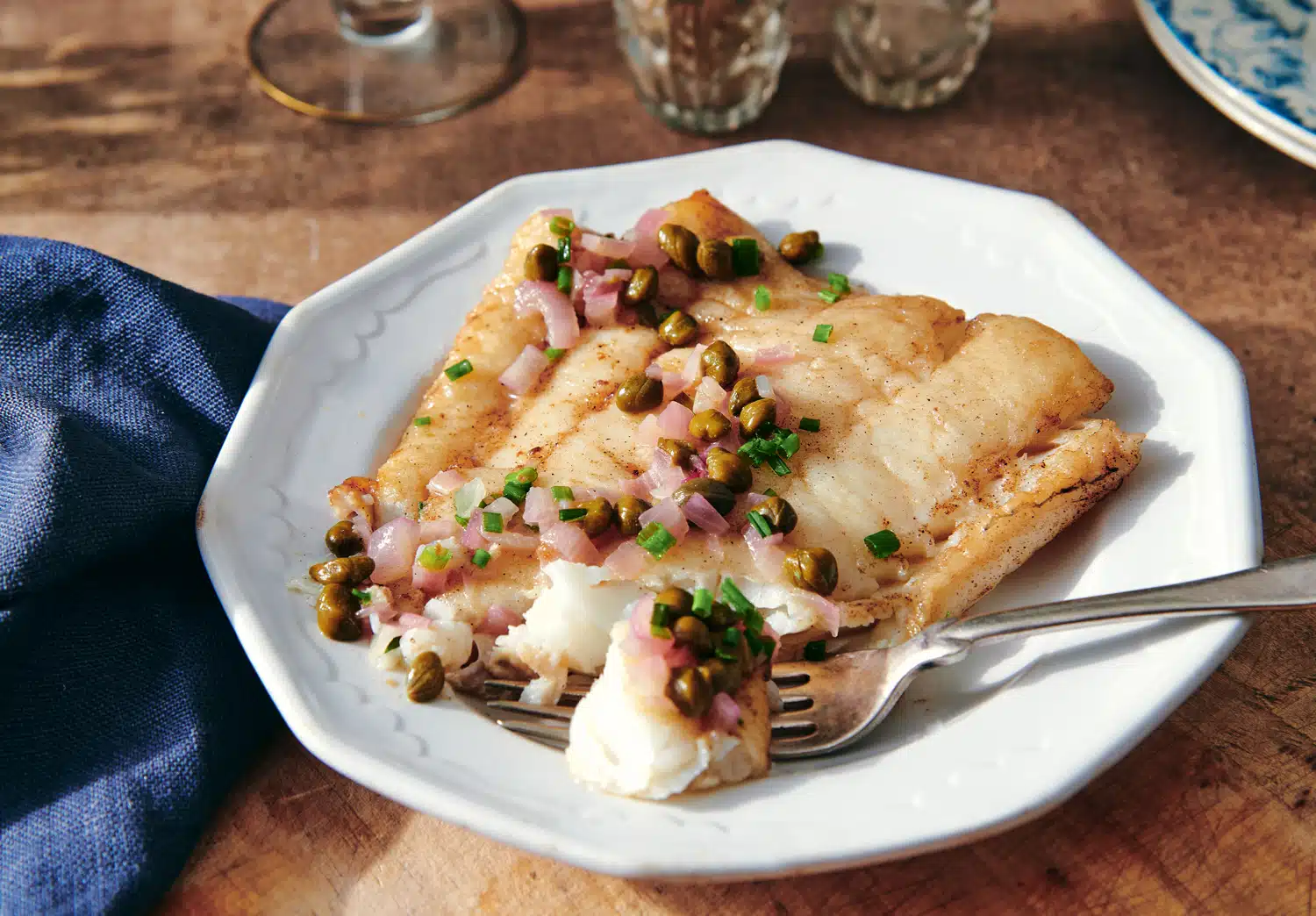 White Fish with Caper Butter Sauce