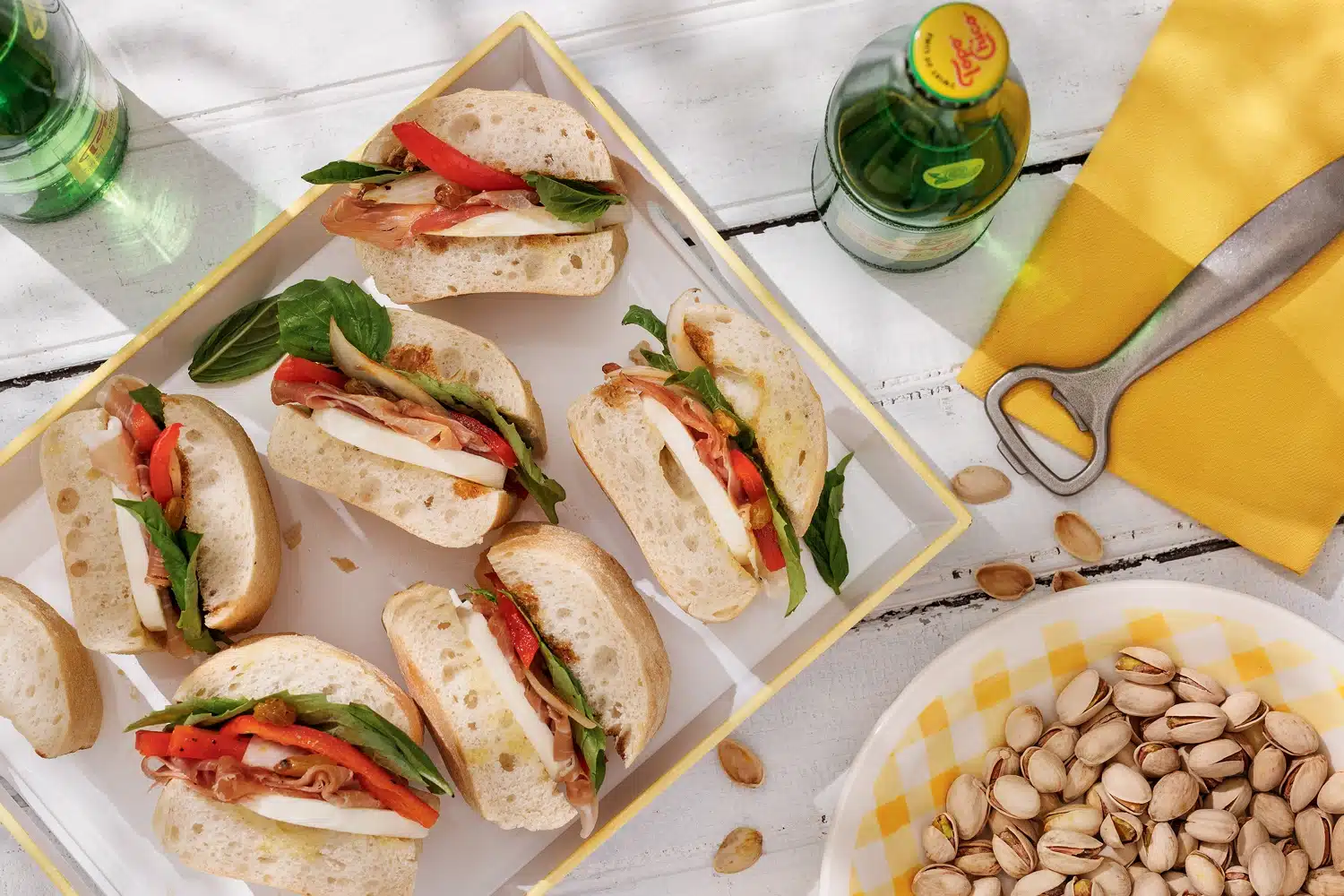 Mozzarella and Prosciutto Sandwiches with Sweet-and-Sour Peppers